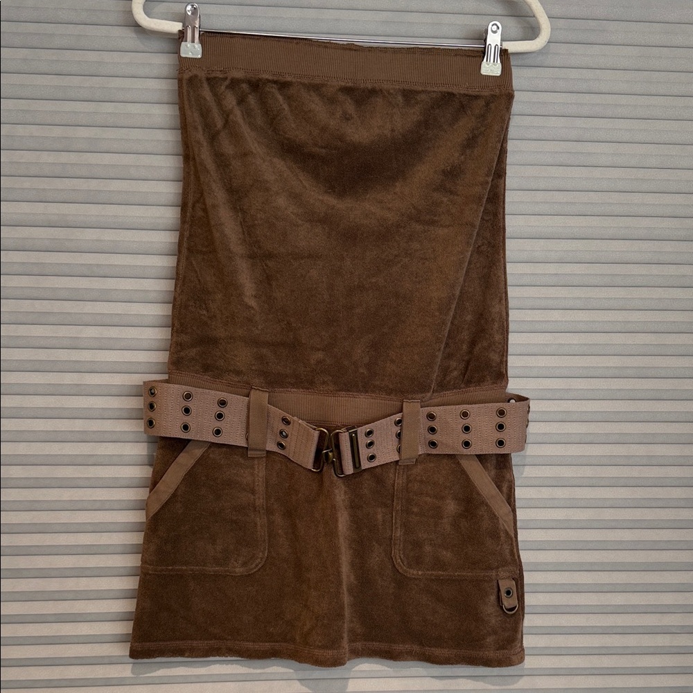 Juicy Couture Brown Strapless Dress with Belt